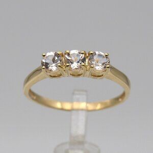 3-Stone Morganite in 10K Yellow Gold